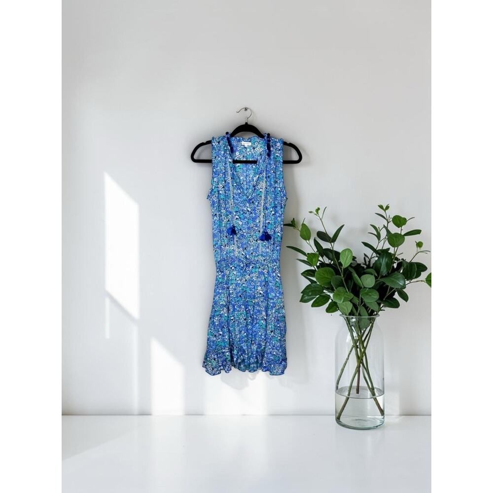 Poupette St Barth Clara Mini Dress Women XSmall Blue Floral ResortWear Cocotte